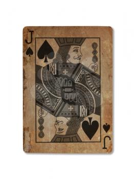 Very old playing card isolated on a white background, XXXX