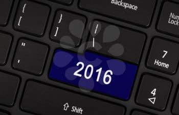 Laptop keyboard with a blue button 2016