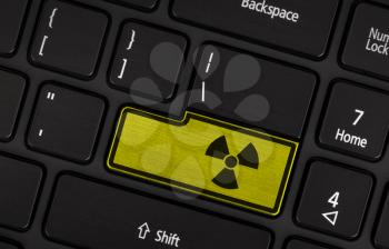 Symbol on button keyboard, warning (yellow) - radioactive