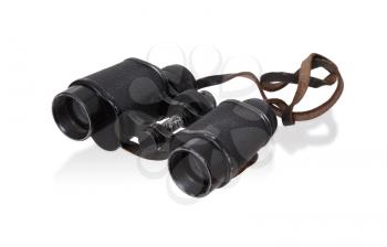 Old type of binoculars isolated on a white background