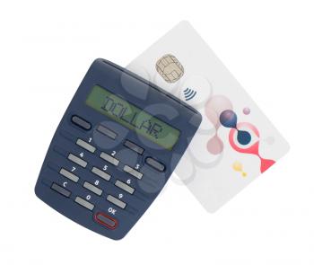 Banking at home, card reader for reading a bank card - Dollar
