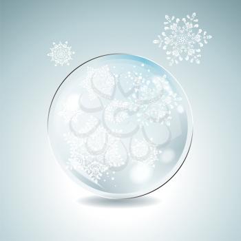 Fir tree bauble with white snowflakes. Christmas decoration. Vector 