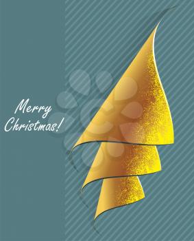 Creative Christmas tree formed from curled corner paper. Vector Illustration. 