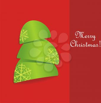 Creative Christmas tree formed from curled corner paper. Vector Illustration. 