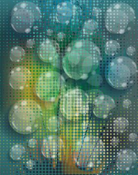 Water drops on flowers background, vector