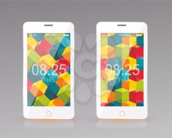 Perfectly detailed modern smart phone, mobile interface wallpaper design. Vector