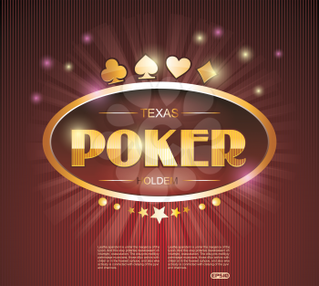 Vector illustration on a Casino theme with Poker Red Neon Sign.