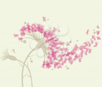 Abstract fluffy  flowers with fly petals. Vector illustration.