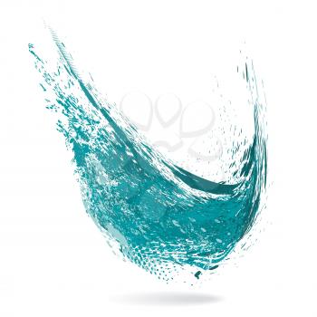 Blue ink blot on white background, vector illustration.