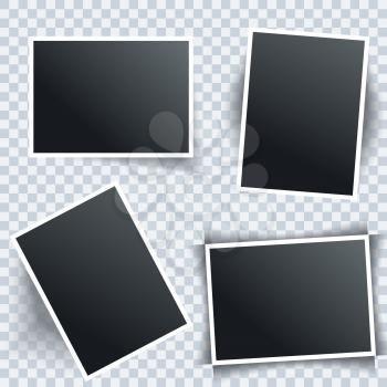 Photo frame set with different shadows on a transparent background. Vector illustration.