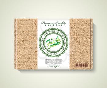 Premium Quality Natural Product Label on Pack Box. Packaging Design Label. FRESH PRODUCE design. Organic food concept, Eco Green Farm Product icon.