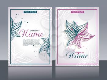 Floral wedding invitation card template design, thin petals  on abstract background, vintage style.