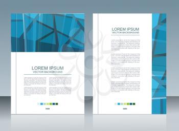 Vector  brochure template design with dark blue polygonal elements.