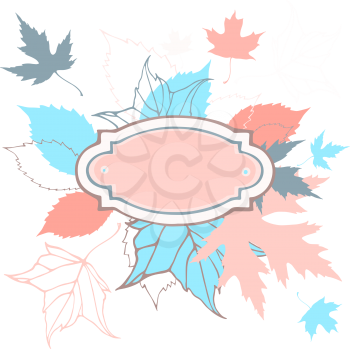 Colored leaves background with frame for text