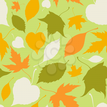 Seamless pattern with stylized silhouette leaves
