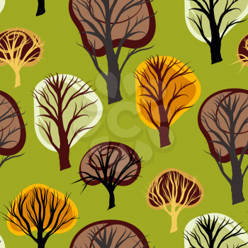 Seamless pattern with decorative trees