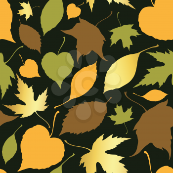 Seamless pattern with decorative falling leaves