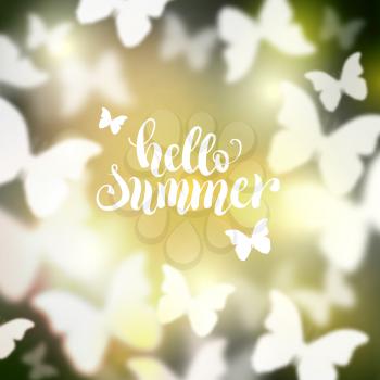 Shining summer background with butterflies