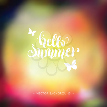 Hello summer hand lettering background