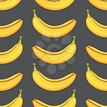 Bananas on white background, bright colorful seamless pattern, template for your design. Fresh fruits collection. Decorative hand drawn doodle vector illustration