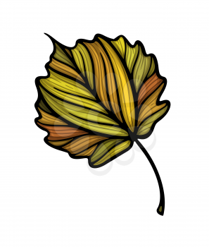 Falling leaf colorful vector illustration. Decorative hand drawn organic autumn leaf collection. Isolated on white background