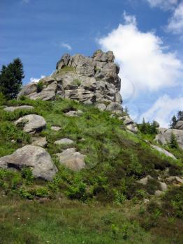 big and picturesque rock in the Carpathian mountains
