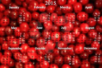 office calendar for 2014 - 2017 years on the background of berries of cherry