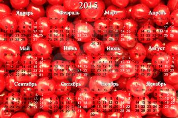office calendar for 2015 year on the red cerry background in Russian
