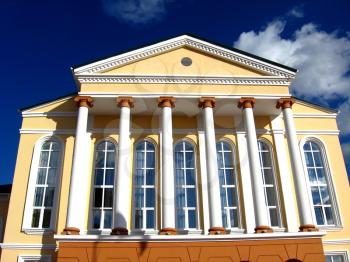 Architectural ensemble of great building with white columns