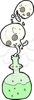 Royalty Free Clipart Image of a Flask with Two Skulls