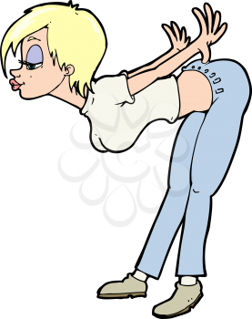 Royalty Free Clipart Image of a Sexy Woman Bending Over
