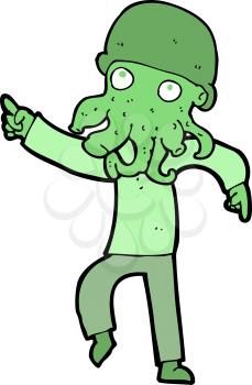 Royalty Free Clipart Image of an Alien Man Dancing