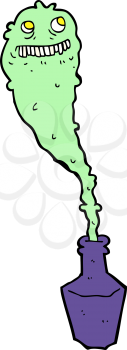 Royalty Free Clipart Image of a Spooky Ghost in a Bottle