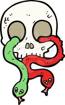 Royalty Free Clipart Image of a Skull with Snakes