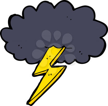 Royalty Free Clipart Image of a Lightening Bolt in Cloud