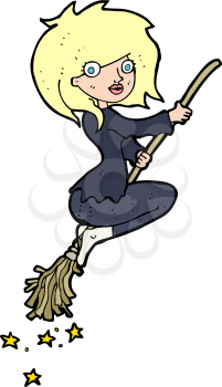 Royalty Free Clipart Image of a Witch on Broomstick