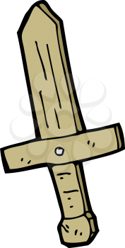 Royalty Free Clipart Image of a Wooden Sword