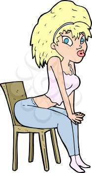 Royalty Free Clipart Image of a Woman Posing in a Chair
