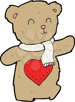 Royalty Free Clipart Image of a Teddy Bear with a Heart