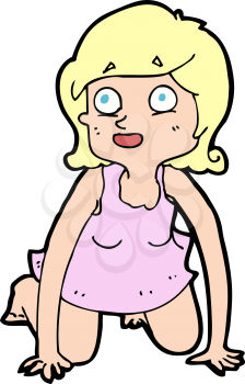 Royalty Free Clipart Image of a Woman on All Fours