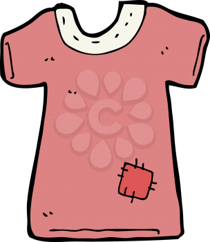 Royalty Free Clipart Image of a Patched T-Shirt