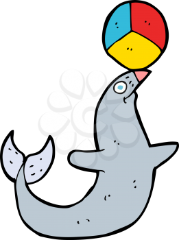 Royalty Free Clipart Image of a Seal with a Ball