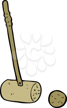 Royalty Free Clipart Image of a Croquet Mallet and Ball