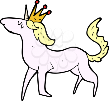 Royalty Free Clipart Image of a Unicorn Wearing a Crown