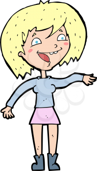 Royalty Free Clipart Image of a Waving Woman