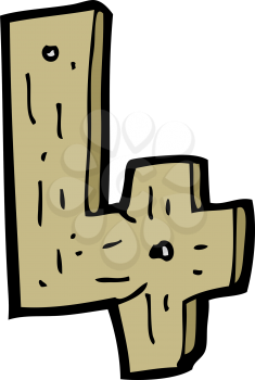 Royalty Free Clipart Image of a Wooden Number Four