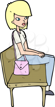 Royalty Free Clipart Image of a Woman Sitting on a Bench