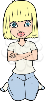Royalty Free Clipart Image of a Woman Kneeling