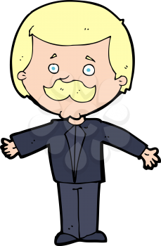 Royalty Free Clipart Image of a Man with a Mustache and Open Arms