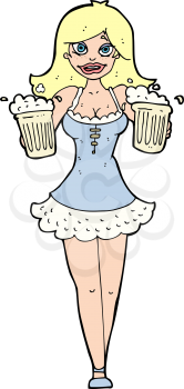 Royalty Free Clipart Image of a Barmaid